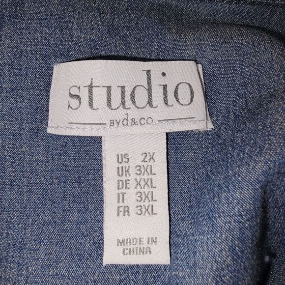 Studio Denim & Co Antique Wash Open Front Denim Summer Jacket 2x - Picture 6 of 7